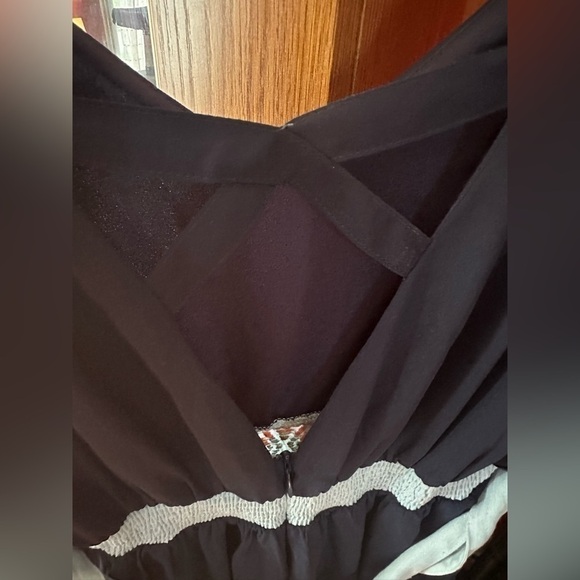 Xtaren Blue Cap Short Sleeve Embroidered Waisted Mini Dress - Picture 7 of 11